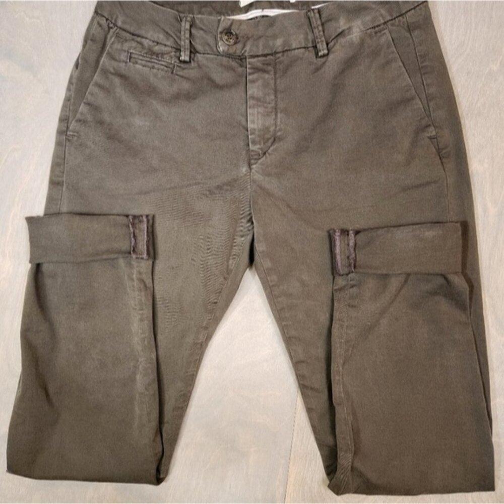 Distressed 98% cotton 28‎ mos mosh army green dress pant with ankle cuff